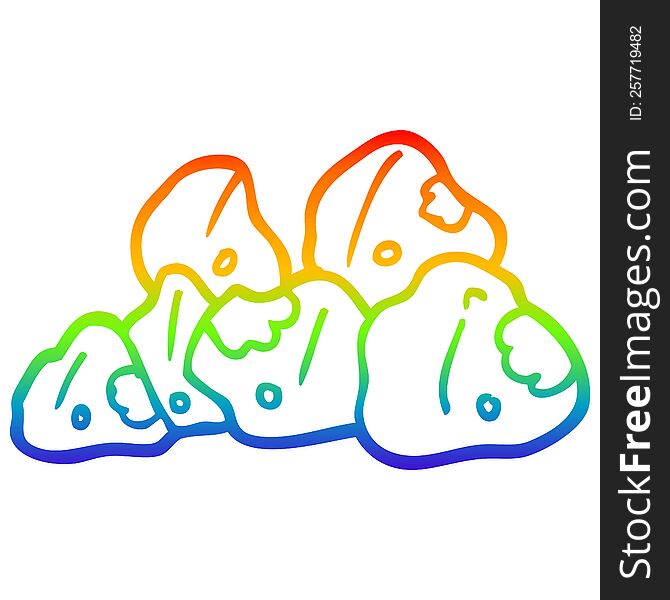 Rainbow Gradient Line Drawing Cartoon Gold Clusters