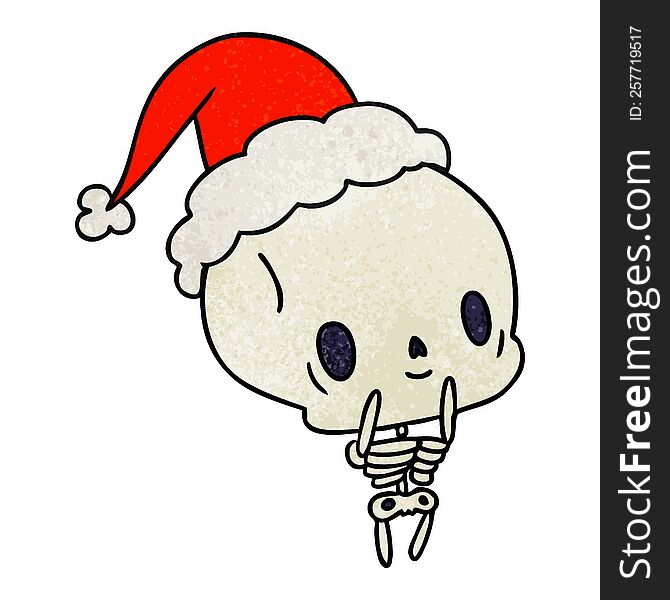 Christmas Textured Cartoon Of Kawaii Skeleton