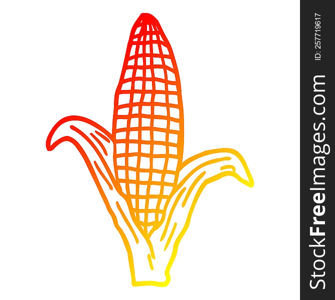 Warm Gradient Line Drawing Cartoon Healthy Corn