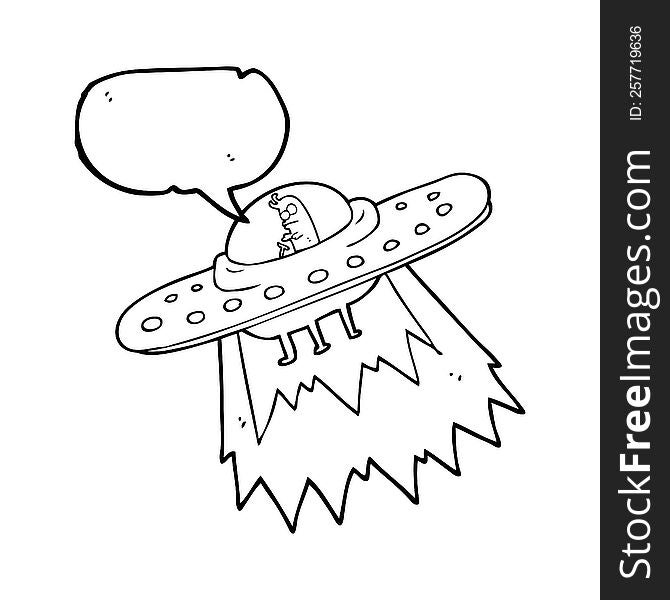 freehand drawn speech bubble cartoon ufo