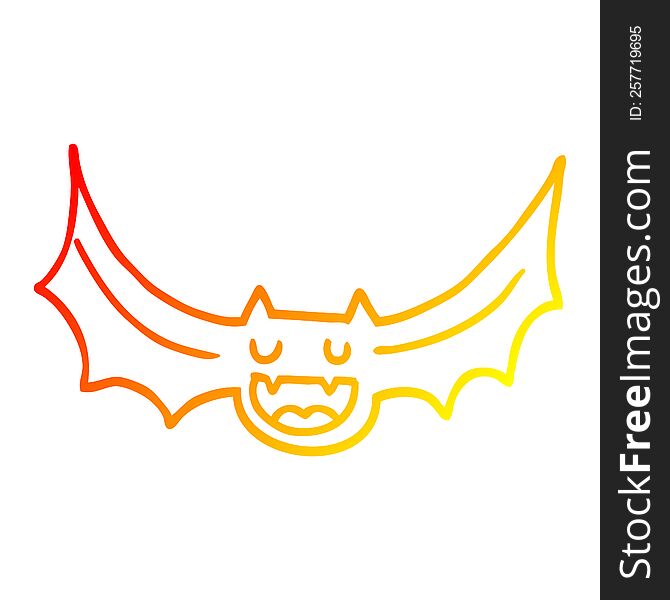 Warm Gradient Line Drawing Cartoon Bat