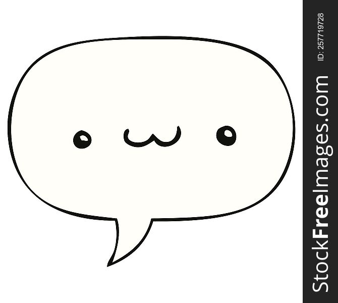 happy cartoon expression with speech bubble. happy cartoon expression with speech bubble