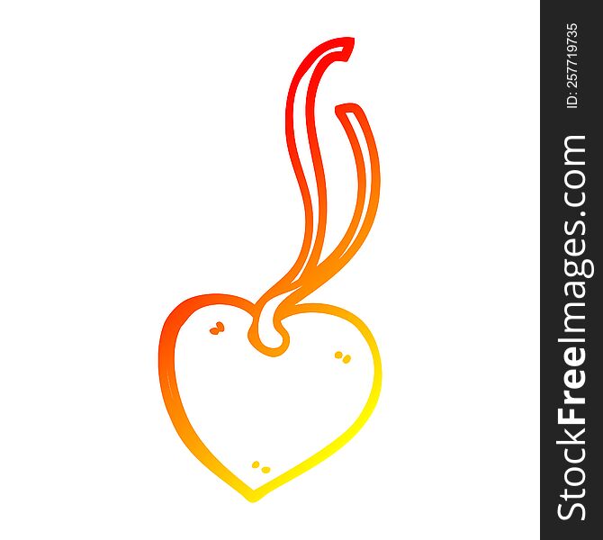 warm gradient line drawing of a cartoon heart tag