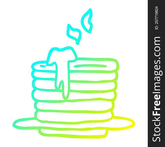 cold gradient line drawing cartoon stack of pancakes