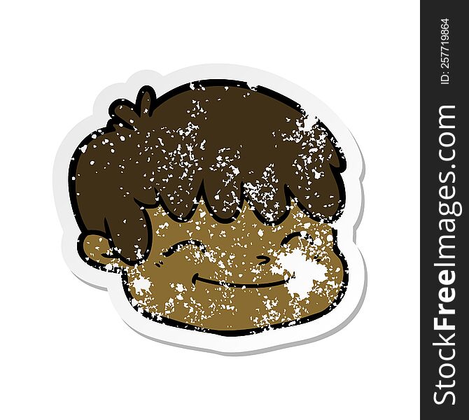 Distressed Sticker Of A Cartoon Male Face