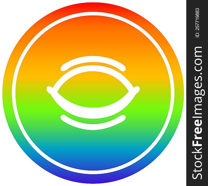 closed eye circular icon with rainbow gradient finish. closed eye circular icon with rainbow gradient finish