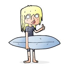 Cartoon Surfer Girl Stock Photo