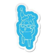 Cartoon Sticker Of A Happy Woman Wearing Spectacles Wearing Santa Hat Royalty Free Stock Image Cartoon Sticker Of A Happy Woman Wearing Spectacles Wearing Santa Hat Royalty Free Stock Image