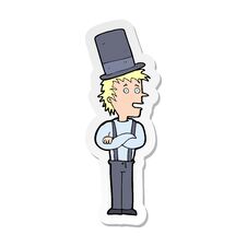 Sticker Of A Cartoon Man Wearing Top Hat Stock Photo