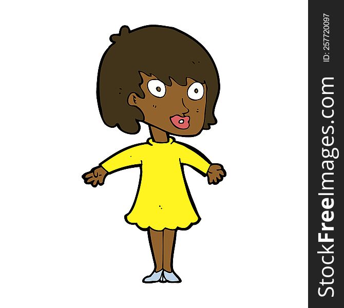 cartoon woman wearing dress