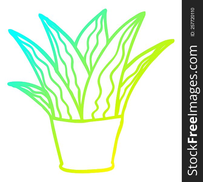 cold gradient line drawing of a cartoon house plant