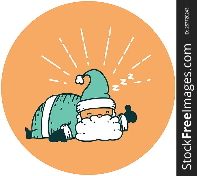 icon of a tattoo style santa claus christmas character sleeping