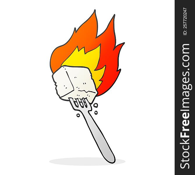 Cartoon Flaming Tofu On Fork