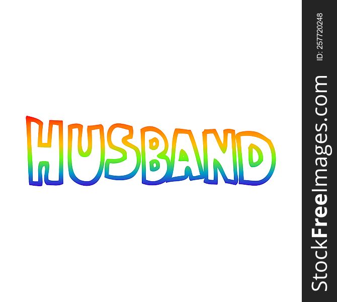 rainbow gradient line drawing of a cartoon word husband