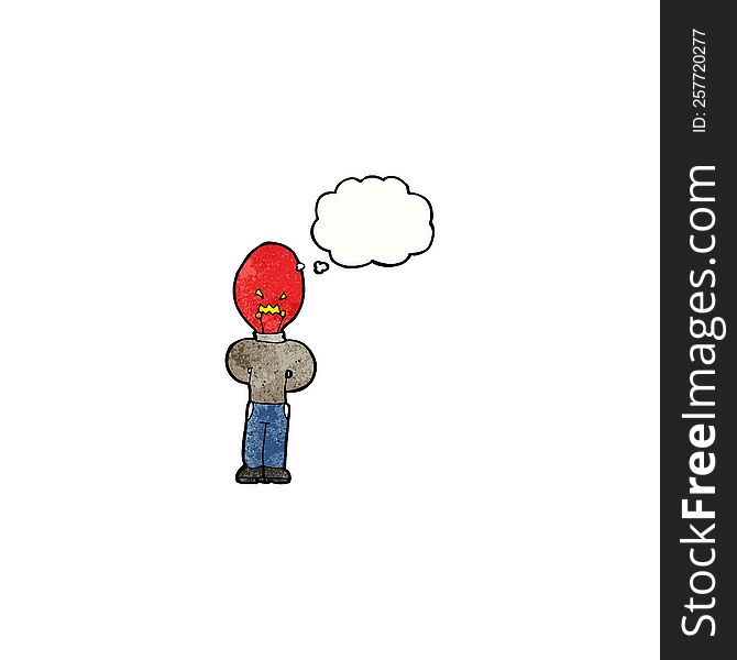 Cartoon Red Light Bulb Head Man