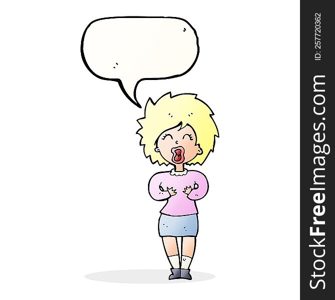 cartoon screaming woman with speech bubble