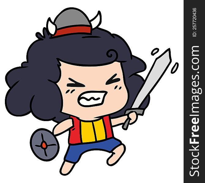 Cartoon Of Kawaii Viking Child