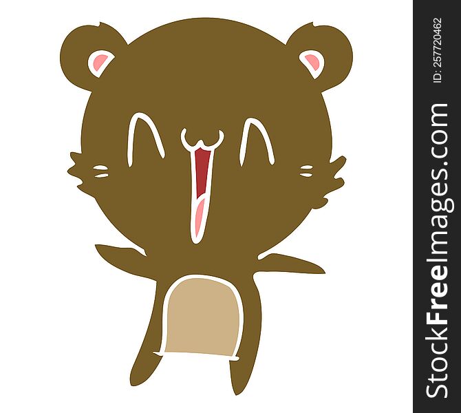 Happy Bear Flat Color Style Cartoon