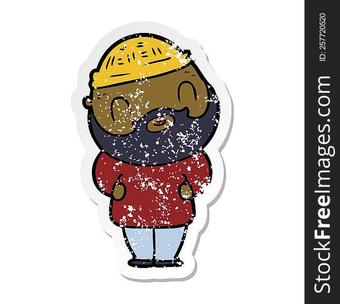 Distressed Sticker Of A Cartoon Bearded Man