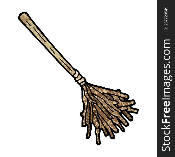 Grunge Textured Illustration Cartoon Witches Broomstick