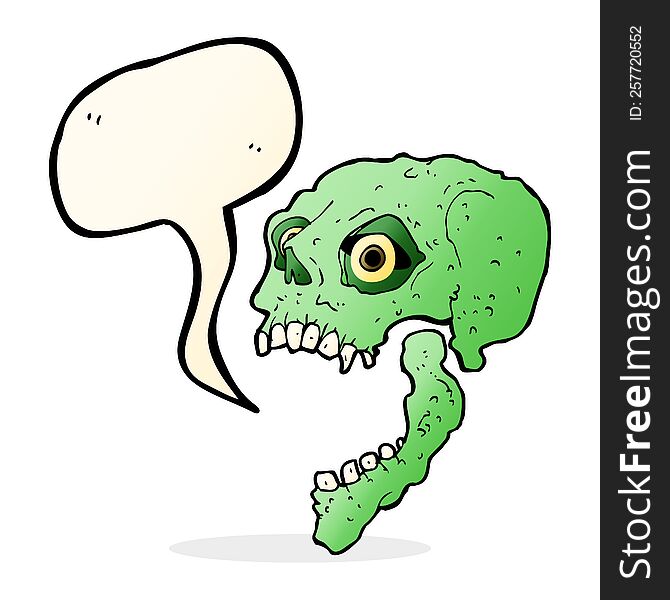 cartoon scary skull with speech bubble