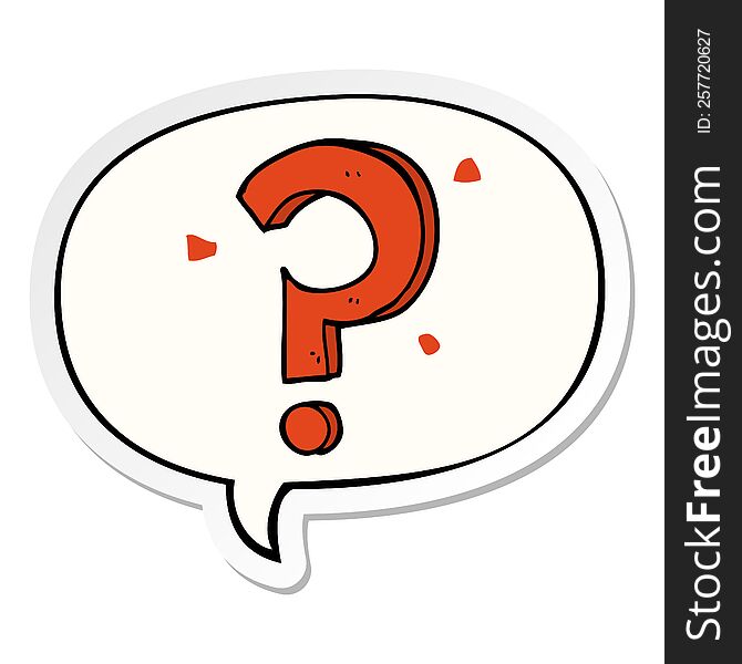 Cartoon Question Mark And Speech Bubble Sticker