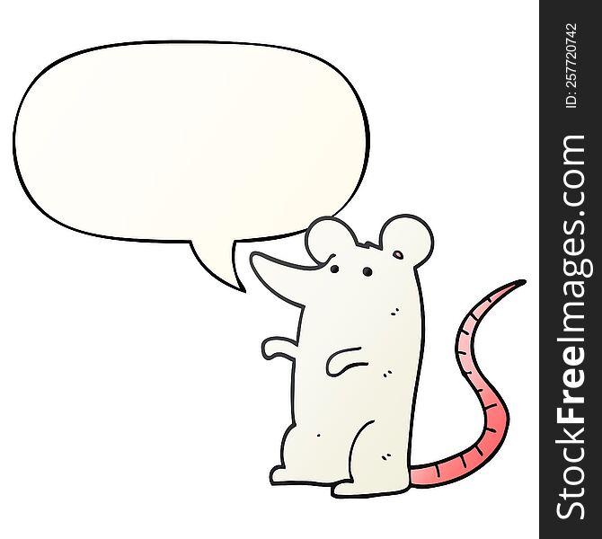 Cartoon Rat And Speech Bubble In Smooth Gradient Style