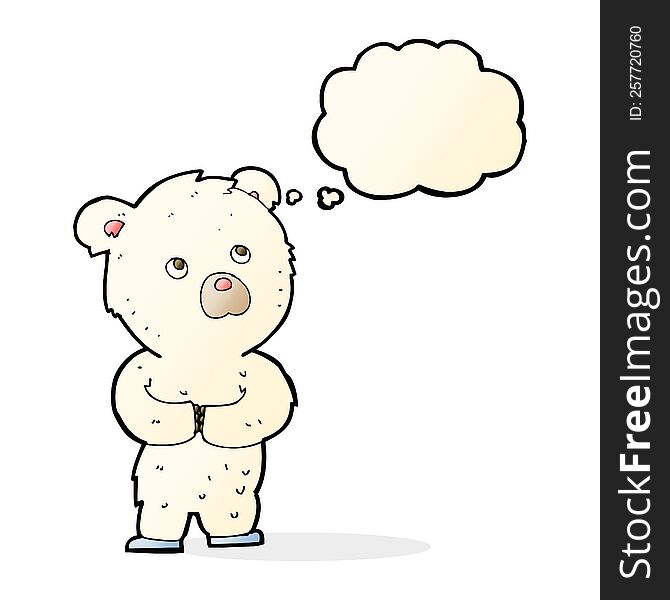 Cartoon Polar Bear Cub With Thought Bubble