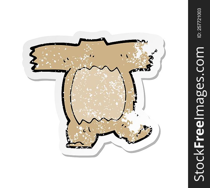 retro distressed sticker of a cartoon teddy bear body (mix and match cartoons