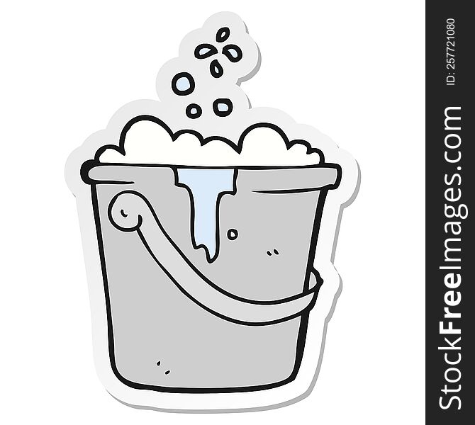 sticker of a cartoon cleaning bucket