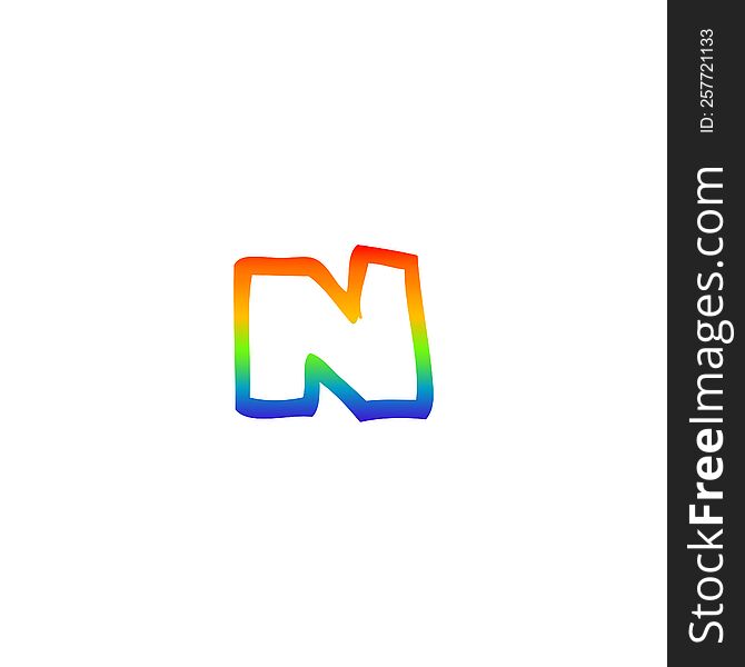 Rainbow Gradient Line Drawing Cartoon Letter N