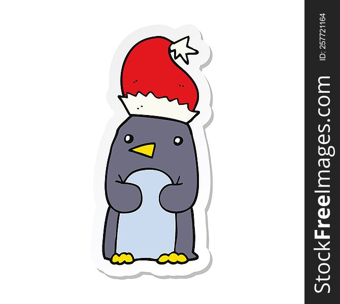 Sticker Of A Cute Christmas Penguin