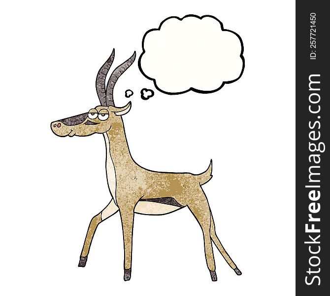 freehand drawn thought bubble textured cartoon gazelle