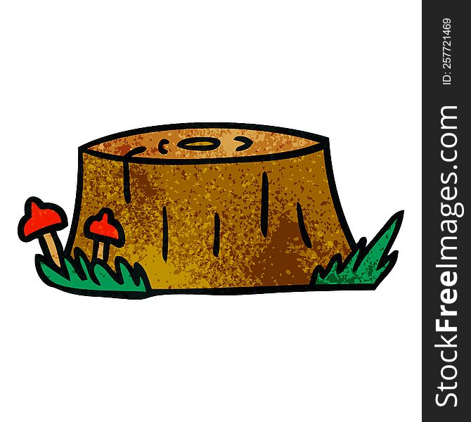 hand drawn textured cartoon doodle of a tree log