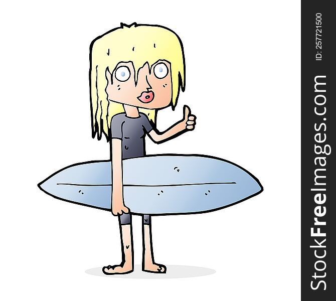 Cartoon Surfer Girl