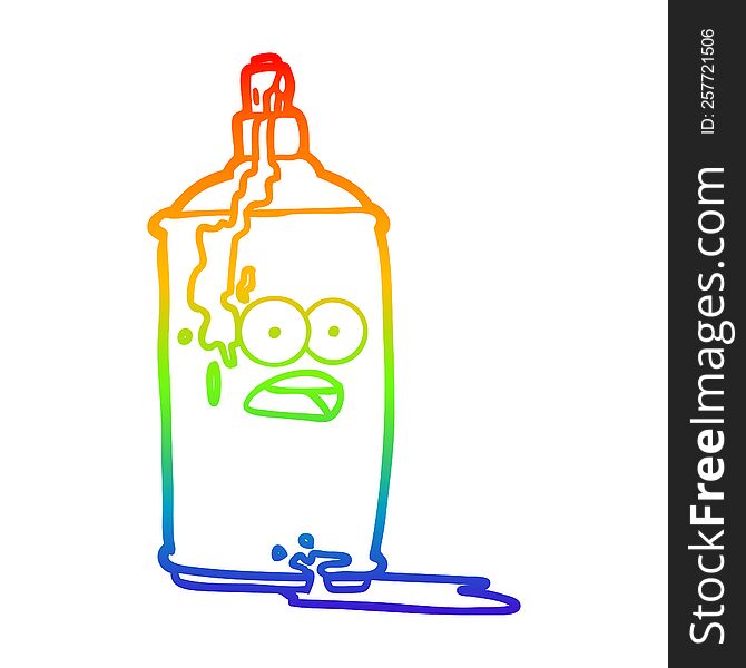 Rainbow Gradient Line Drawing Cartoon Spray Paint Can