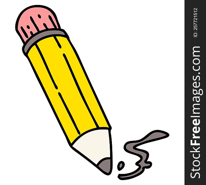 cartoon of a scribbling pencil. cartoon of a scribbling pencil