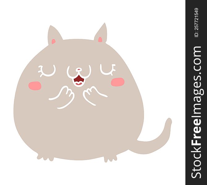Flat Color Style Cartoon Cute Cat