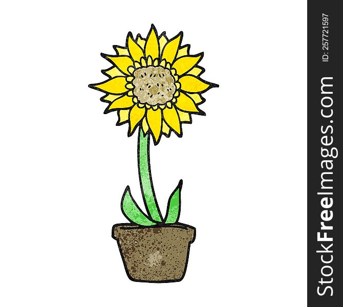 freehand textured cartoon sunflower