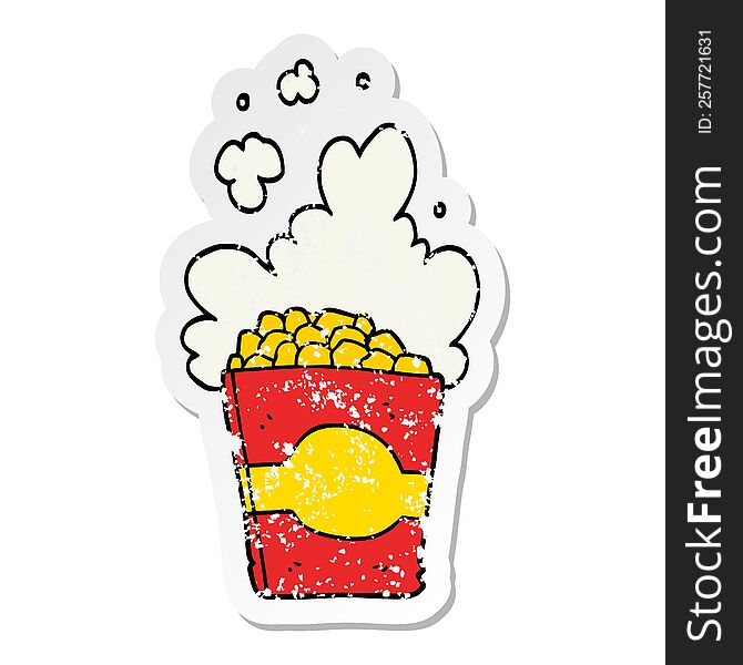 Distressed Sticker Of A Cartoon Popcorn