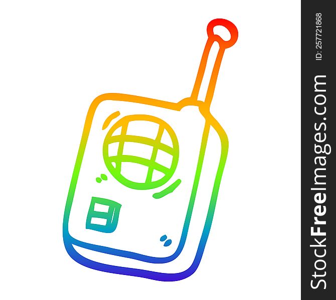 rainbow gradient line drawing of a cartoon walkie talkie