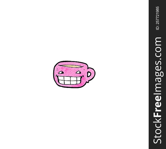 cartoon grinning coffee mug