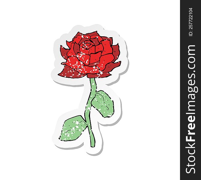 retro distressed sticker of a rose cartoon