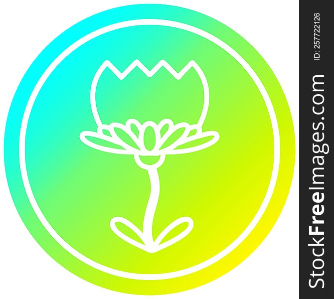 Lotus Flower Circular In Cold Gradient Spectrum