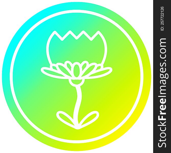 lotus flower circular icon with cool gradient finish. lotus flower circular icon with cool gradient finish