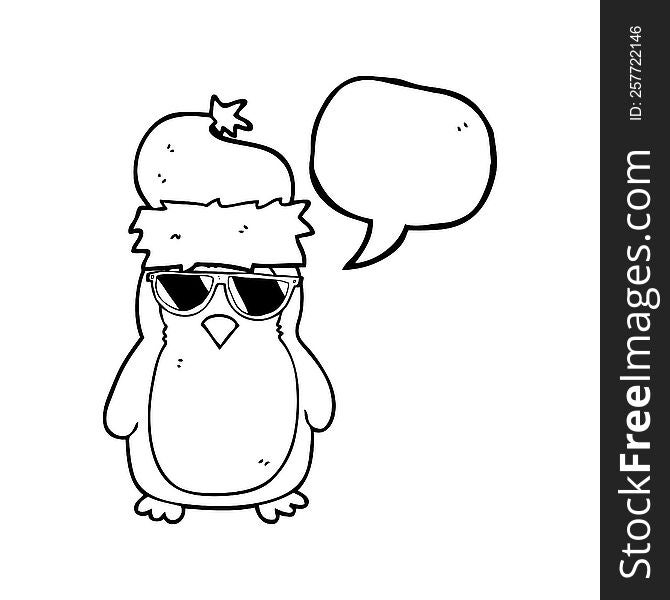 Speech Bubble Cartoon Cool Christmas Robin