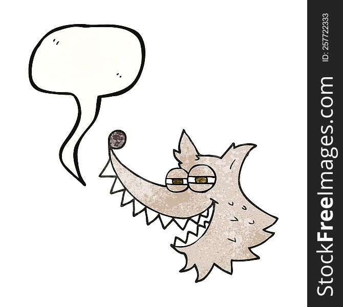 Speech Bubble Textured Cartoon Crazy Wolf
