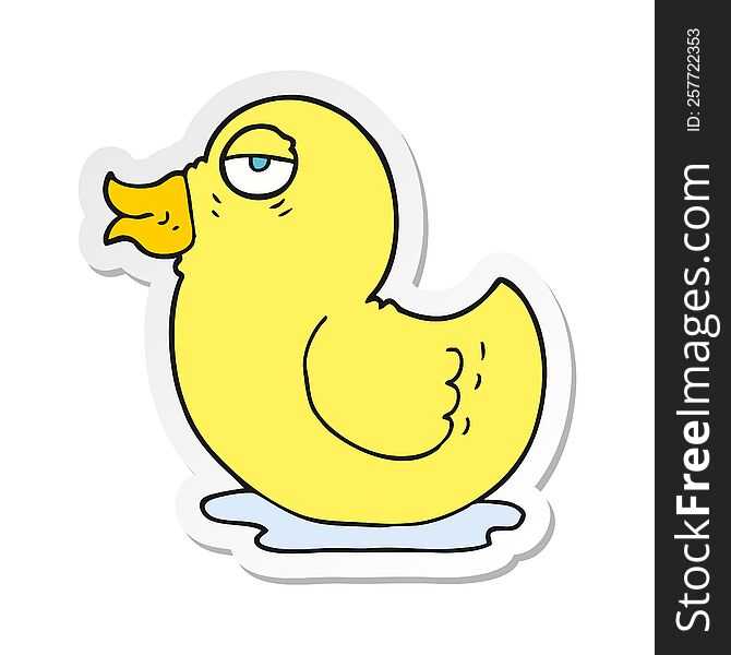 Sticker Of A Cartoon Rubber Duck