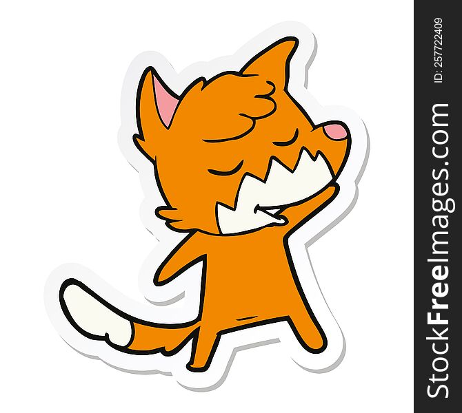 Sticker Of A Friendly Cartoon Fox