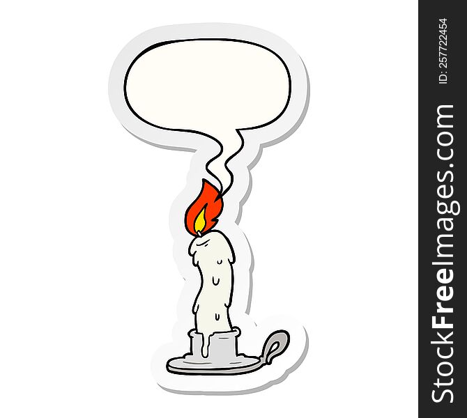 cartoon spooky old candle with speech bubble sticker